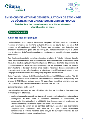Methane emissions from non-hazardous engineered landfills in France
